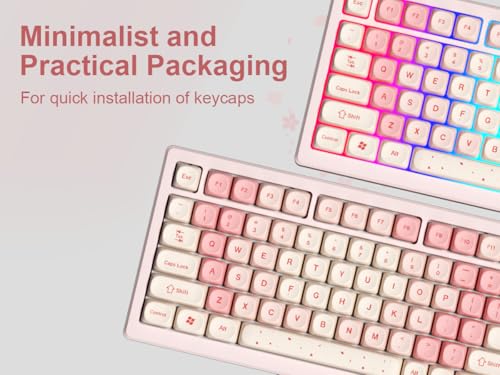 Image of dagaladoo PBT Keyboard keycaps,Pink moa keycaps,Cherry Blossom
