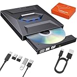 7-in-1 External USB DVD Drive & Blu-Ray Player, USB 3.0 Type-C Portable CD DVD ROM Rw Burner Writer with 3 USB Ports, Sd/Tf Card Slots for Laptop Desktop Mac MacBook Windows 11/10/7