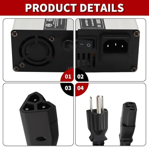 Nakkaa 48V Triangle 3-Pin Charger Compatible with Club Car DS 1995 Up EZGO RXV TXT 2008 Up with Plug Fuse