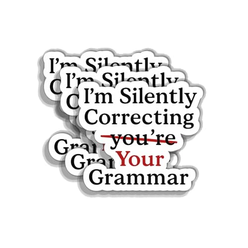 (3pcs) Funny Grammar Police Sticker - I'm Silently Correcting Your Grammar Vinyl Decal for Laptop, Teachers, Writers, Grammar Nerds, Waterproof