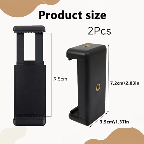 2 Stück Universal Halterung Stativ Adapter Handy für Phone, Verstellbarer Clip für Telefonhalterung, Stativhandyhalterung 1/4 Zoll Schraubenloch, Handy Stativ Adapter Zubehör