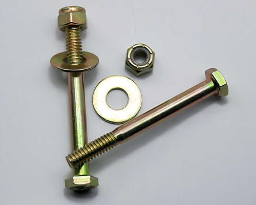 Image of 1 /4 inch x 2-1 /2 inch Hex Head Bolt by Color Galvanization with Nylon Lock nut and Large Size Washer Assortment Kit,Alloy Steel,Grade 5.(8pcs Pack),by Metalsuberg