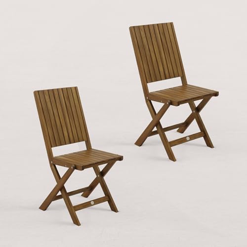JJ. Lot de 2 chaises Pliantes de Jardin en Bois June Chaise livrée montée Galette de Chaise en Option Chaise Pliante 100% Bois Bois Naturel Clair