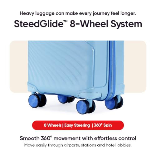 Image of Meridian Medium Check-In Suitcase 65cm 24 inch Polypropylene Hard Trolley, 8 Spinner Wheels, 2-Pocket Convipack,Recessed Number Lock for Men & Women Twilight Sea Blue /Galaxy Blue