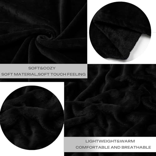 Image of JIAHANNHA Flannel Fleece Blanket Twin Size(60 by 80 Inches),Black Throw Blanket for Couch Sofa Bed 280GSM,Super Soft Plush Cozy and Lightweight Warm Bed Blanket for All Season