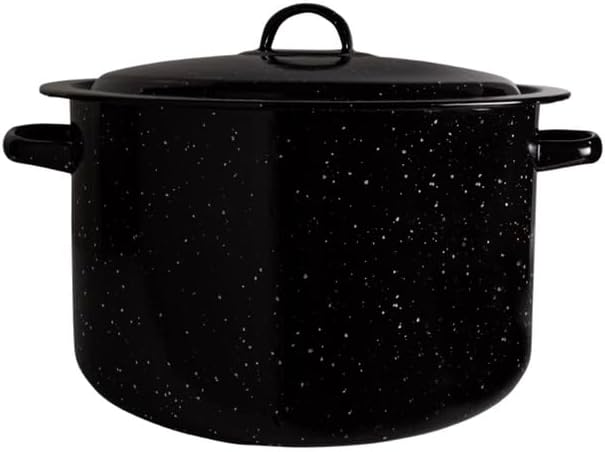 Granite 21 Qt Stockpot, Nonstick Soup Pot With Lid, Speckled Enamel Ware Cookware, Large Stock Pot For Boiling and Cooking, Big Granite Cooking Pot for Stovetop, Campfire, Outdoor Stove