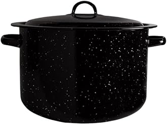 Granite 12 Qt Stockpot, Nonstick Soup Pot With Lid, Speckled Enamel Ware Cookware, Large Stock Pot For Boiling and Cooking, Big Granite Cooking Pot for Stovetop, Campfire, Outdoor Stove