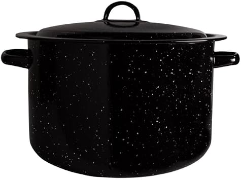 Millvado Granite 12 Qt Stockpot, Nonstick Soup Pot With Lid, Speckled Enamel Ware Cookware, Large Stock Pot For Boiling and Cooking, Big Granite Cooking Pot for Stovetop, Campfire, Outdoor Stove