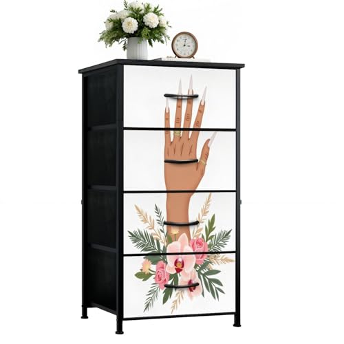 HABEN ARTWORK 4-Drawer Closet Dresser for Nail Salon, Elegant Soft