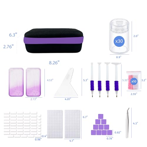 Image of 30 Slot Diamond Art Storage Box | Black Bead Organizer Case with Drill Tools, Portable Craft Box, For 5D DIY Art Kits