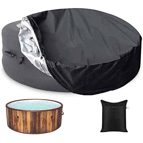 DFANCE Redonda Cubierta para Bañera De Hidromasaje Cubiertas para Jacuzzi Cambiador Exteriores Cubierta De Bañera Hidromasaje para Bañera Impermeable Anti-UV para Polvo Piscina,Negro,245x30cm Cover