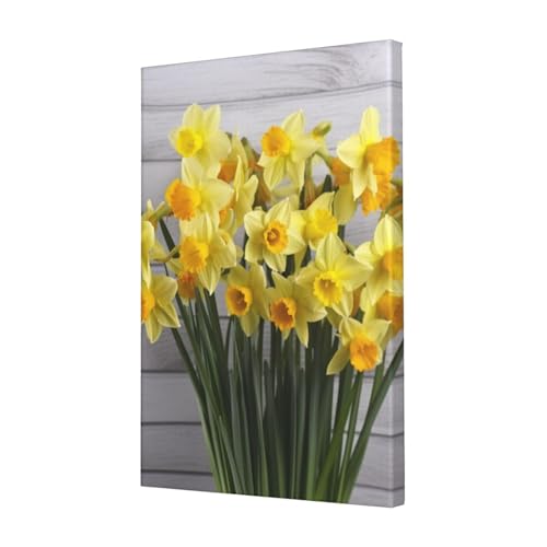 Décoration murale moderne jonquilles prête à suspendre 40x61