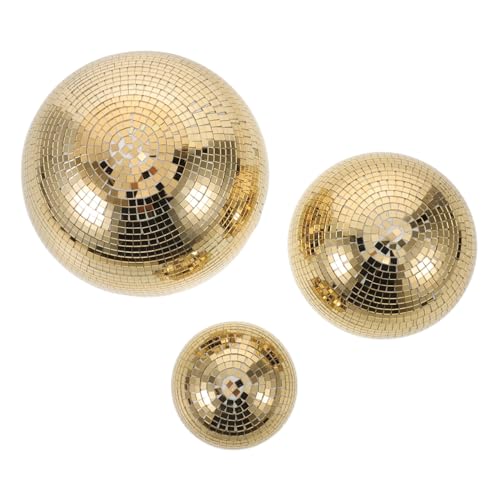 DOITOOL - 3 piezas de adorno colgante esférico semiesférico de vidrio dorado con espejo, para decoración mural, fácil instalación, ideal para salas de estar y bodas, diseño moderno y de moda miniatura 1