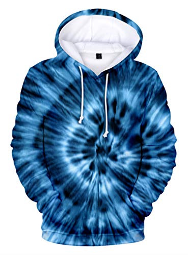 SIAOMA Tie Dye Hoodie Sweatshirt Drawstring Colour Block Pullover Sports Hoodie