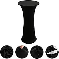 Vista 3 de CANDeal Mantel elástico de elastano, mantel de base redonda para mesa redonda ajustable para bar, boda, fiesta de cumpleaños, banquete
