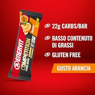 Enervit, Competition Bar Arancia, Barrette Energetiche con Pezzi d'Arancia, Formula Tecnica, Adatte Durante Attività ad Alta Intensità, 22g di Carboidrati, VeganOK, Senza Glutine, 12 Barrette da 30g