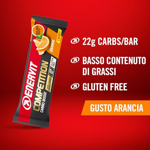Enervit, Competition Bar Arancia, Barrette Energetiche con Pezzi d'Arancia, Formula Tecnica, Adatte Durante Attività ad Alta Intensità, 22g di Carboidrati, VeganOK, Senza Glutine, 12 Barrette da 30g - Immagine 1