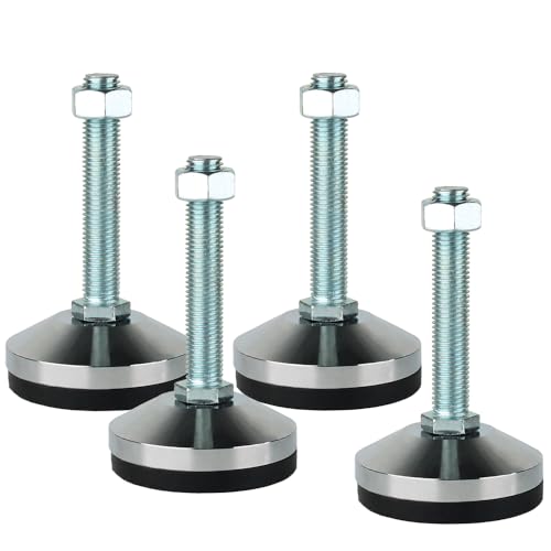 WUEIBUZUDAO Heavy Duty Leveling feet,Machine Leveling feet 3.14" Dia Base,Leg Leveler M16 Thread, 2600 Lb Capacity,Capacity for Machine,Workbench, Cabinet, More （D80xM16xH100,4 Pack,Black）