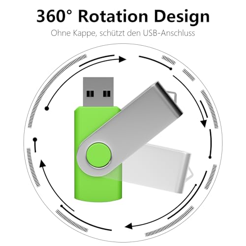 USB Sticks 8GB 20 Stück Mehrfarbig, AreTop Speicherstick USB 2.0 Pen Drives 360° Drehbar Metall Design mit lanyards for Datenspeicher
