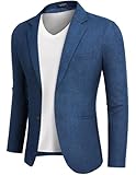COOFANDY Men Blazer Jacket Two Button Casual Sport Coats Lightweight Linen Texture Suit Jackets Royal Blue