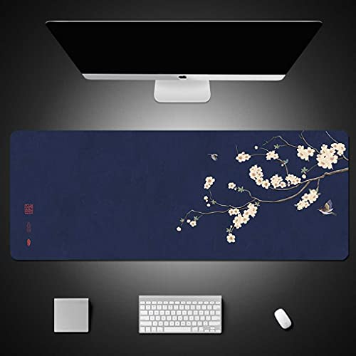 Tapis de souris XXL One Piece 3D en caoutchouc antidérapant avec finition fleurs et oiseaux