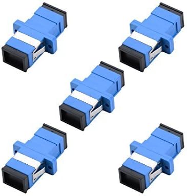 SC Fiber Optic Adapter - Comm Cable SC to SC Simplex Singlemode Coupler - 5 Pack - Blue