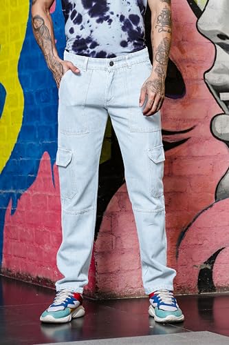 Image of RAGZO Cargo Pants for Men || Men Cargo Jeans Pant || Cargos for Men || Loose Fit Jeans Cargo