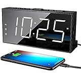 Digital Clock for Bedroom, Digital Alarm Clock with USB Charger, 7.5' Large LED Display Dual Alarm Clock with Adjustable Brightness,Volume,Snooze,Battery Backup,12/24Hr Bedroom Clock for Heavy Sleeper