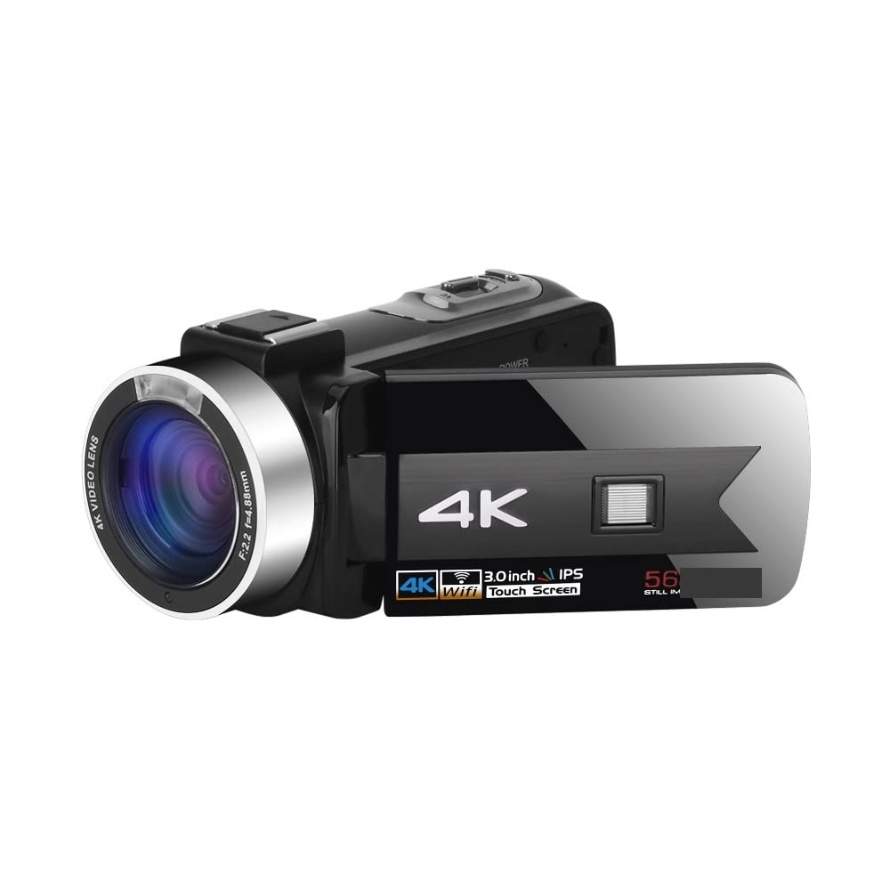 Videocamera for Streaming Live Videocamere digitali 4K for la Fotografia Videoregistratore Full Ultra HD Vlog Visione Notturna Webcam(No SD Card,Blauw)