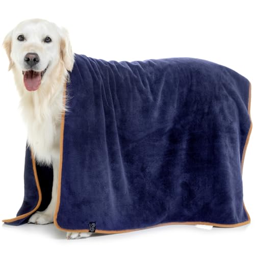 Lucky Paws® Uk Dog Towel – Luxuriously Thick 600Gsm, 140X80Cm Extra Large Towel For Drying Dogs – Extremely Absorbent, Fast Drying, Ultra Soft (Pack O