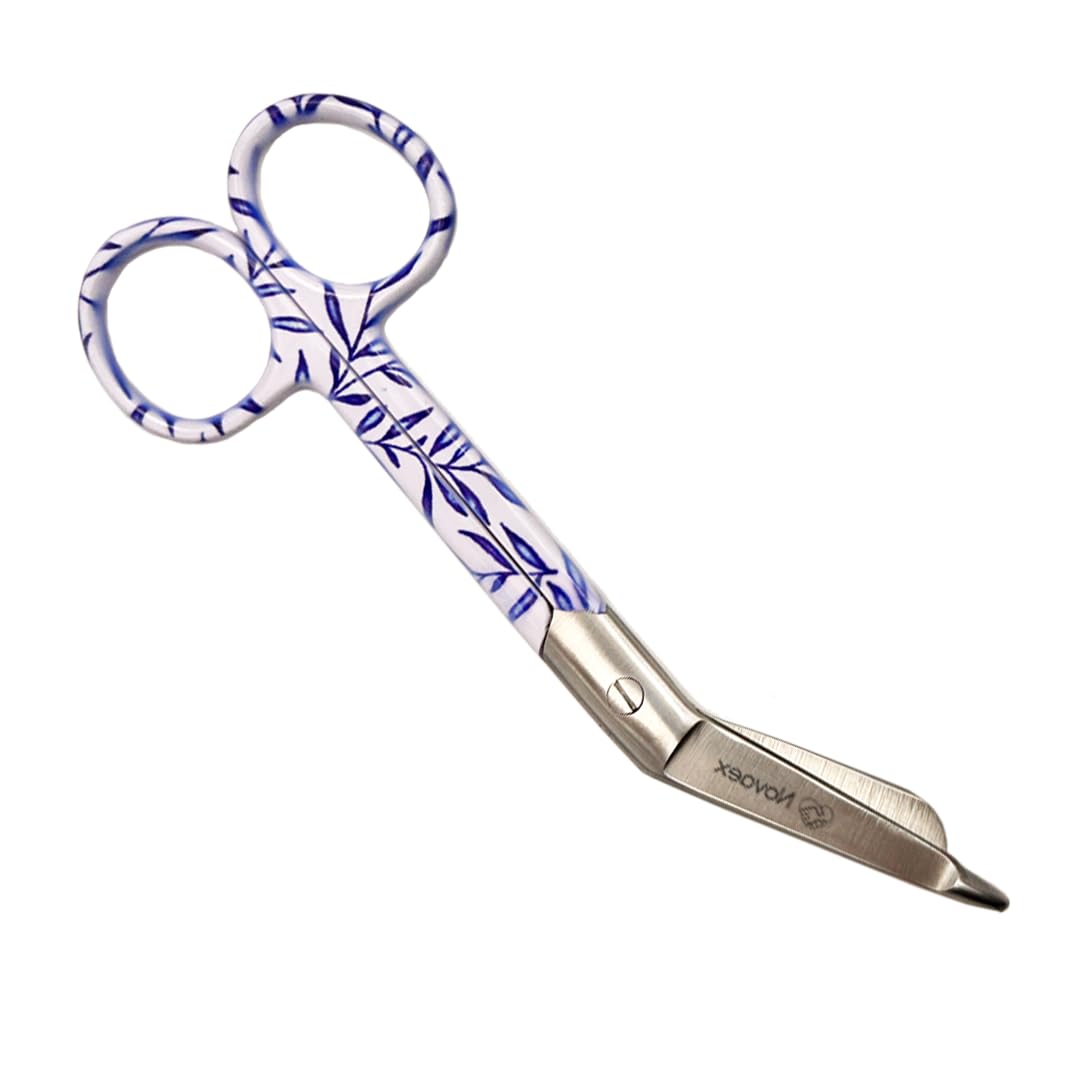 Set de ciseaux d'infirmière "Feuilles bleues" - Ciseaux à bandages - Accessoires infirmiers - Ciseaux de premiers secours - Ciseaux médicaux - Kocher - Cadeau pour infirmière