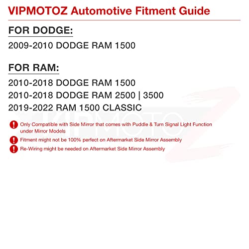 Vipmotoz Smoked Lens Switchback Full White & Amber Led Side Mirror Turn Signal Light Puddle Lamp For 2009-2018 Compatible With Dodge Ram 1500 2500 3500 Classic Pickup Truck, Driver & Passenger Side #TOP5