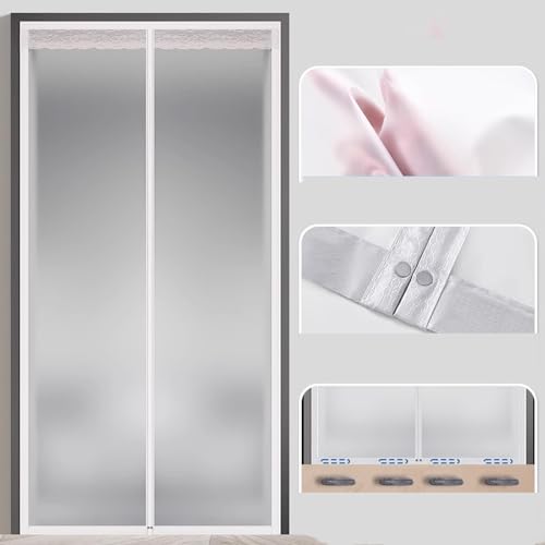 Rideau de porte isolé magnétique thermique occultant gris 150x230 cm