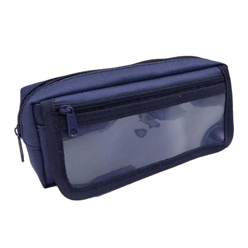 Image of Clear Pencil Case Back to School Supplies Zipper Pencil Pouch, Desk Accessories & Workspace Organizers Pencil Bag School Supplies for Teen Girls (Dark Blue)
