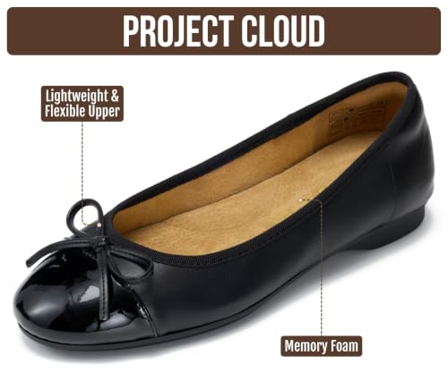 Image of Project Cloud Ballet Flats for Women Shoes - Genuine Leather Insole and Lightweight Mary Jane Flats - Non-Slip and Comfortable Womens Shoes