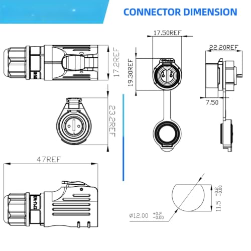 Conector industrial LP12 IP68 impermeable con enchufe hembra de 6 pines 5
