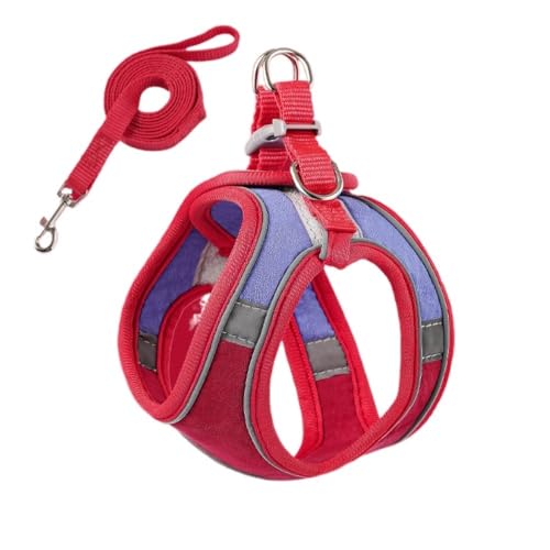 Adjustable Arnés para gatos con correa reflectante, antifuga y transpirable para gatos (rojo y azul, S)