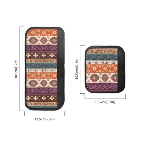 Image of Fridge Door Handle Covers Set of 6 Kitchen Appliance Decor Handles Glove Anti-Slip Protectors Washable Fabric Refrigerator Decor Accessories, Ethnic Floral Orange Violet Beige