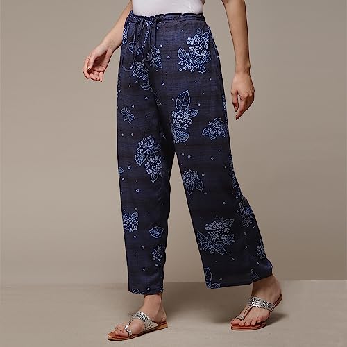 Image of BIBA Women's High Rise Nylon Liva Casual Style Straight Pant