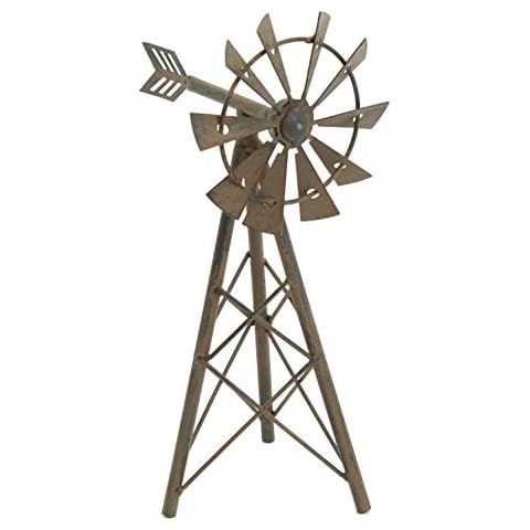 Windmill Farmhouse Statue Metal Open Work by Upper Deck Cover