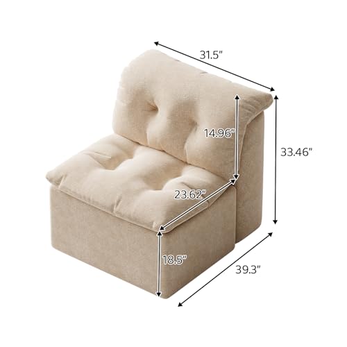 Image of 32 inch Modern Upholstered Middle Module for Modular Sectional, Modern Cloud Sectional Couch, Comfy Armless Sofa for Living Room, Apartments, Bedroom, Coffee (Middle Seat)