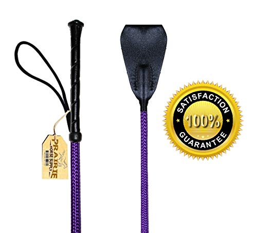 Riding Crop for Horse (Purple) (24 Inch) Fiberglass Shaft with Leather Single Slapper