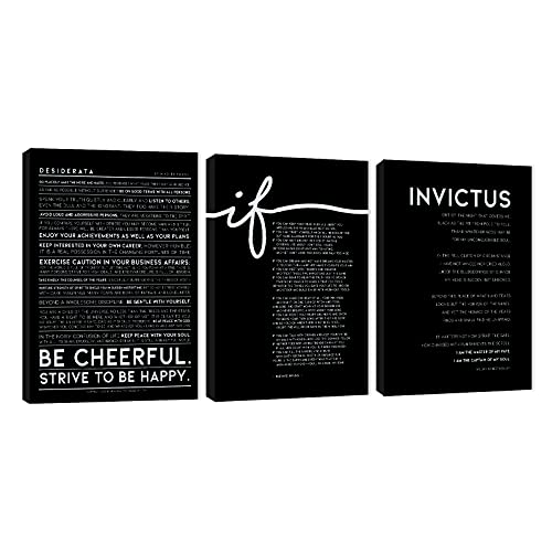 3 Piece Inspirational Wall Art, Black Background Sayings Picture, Quotes Motivational Canvas Prints for Office Decor, Triptych Entrepreneur Painting Framed Artwork for Home Wall Decor (36"Wx24" H)