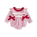 FYBITBO Baby Girl Valentines Outfit Be Mine Smocked Bubble Romper My First Valentines Day Onesie Newborn Girl Outfits Clothes (Sweet Heart Baby Outfit, 6-12 Months)