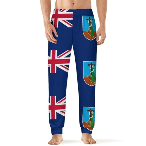 Flag of Montserrat Men's Pajama Bottoms Sleep Lounge Soft Comfy Pants Sleepwear