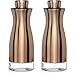 CHEFVANTAGE Olive Oil and Vinegar Cruet Dispenser Set with Elegant Glass Bottle and Drip Free Design - Bronze