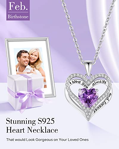 S925 Sterling Silver Necklace For Women, Birthday Necklaces Gifts For Wife Girlfriend, Wedding Anniversary Jewelry 18K White Gold Filled, Unique Love Gift For Her, February #TOP2