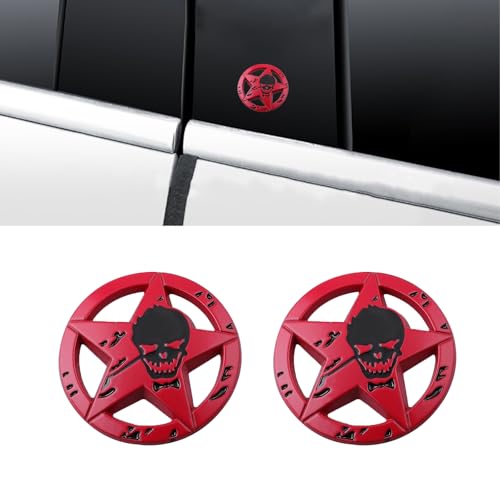 Image of Star Skull Emblem for Car Windows, Trucks, Hood, Laptops Car Decoration (Red)