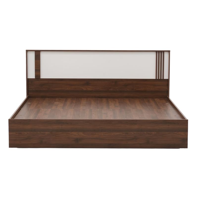 Image of Royaloak Baleno King Bed with Hydraulic Storage, Engineered Wood Bed with Melamine Finish, Dual Tone Headboard, Strong Bed Base, Modern Design, W 74.40 X D 80.70 X H 35.43 Inches