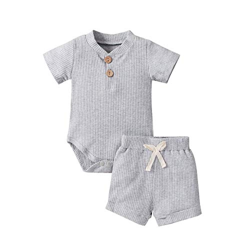 Image of Baby Boy Clothes 0 3 6 9 12 18 Months Romper Shorts Set